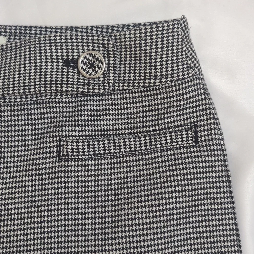 LOFT Marisa Houndstooth Crop Pants, Color Black/White Size 6 - Picture 7 of 14